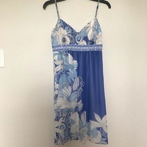 Boston Proper 100% silk party dress blue /wht sz 4